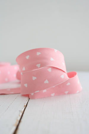 2.5" Bias Quilt Binding –  Pink Hearts Valentines | Ready-Made Cotton Binding