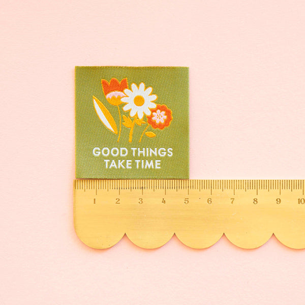 Good Things Take Time Woven Sewing and Quilting Labels