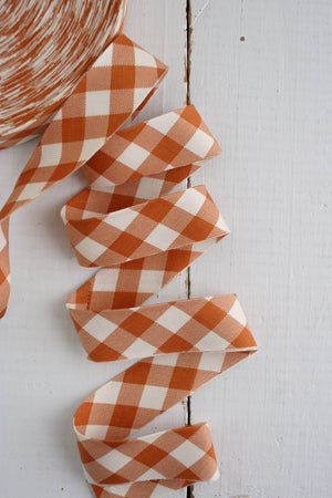 2.5" Bias Quilt Binding Pecan Gingham Premade Cotton Binding | Prepacked 8 yards