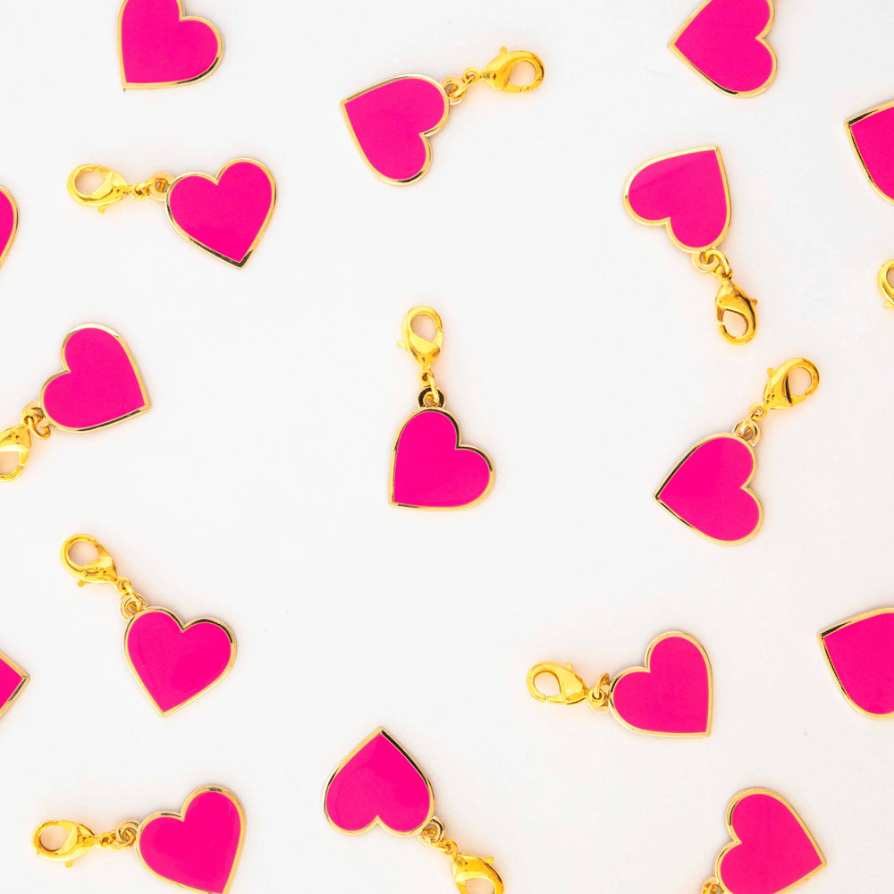 Pink Heart Removable Zipper Charm