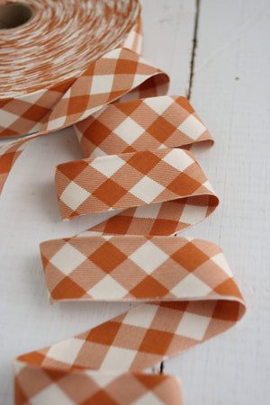 2.5" Bias Quilt Binding Pecan Gingham Premade Cotton Binding | Prepacked 8 yards