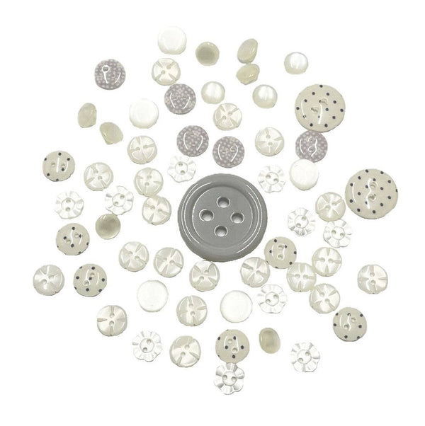 Assorted white treasure buttons