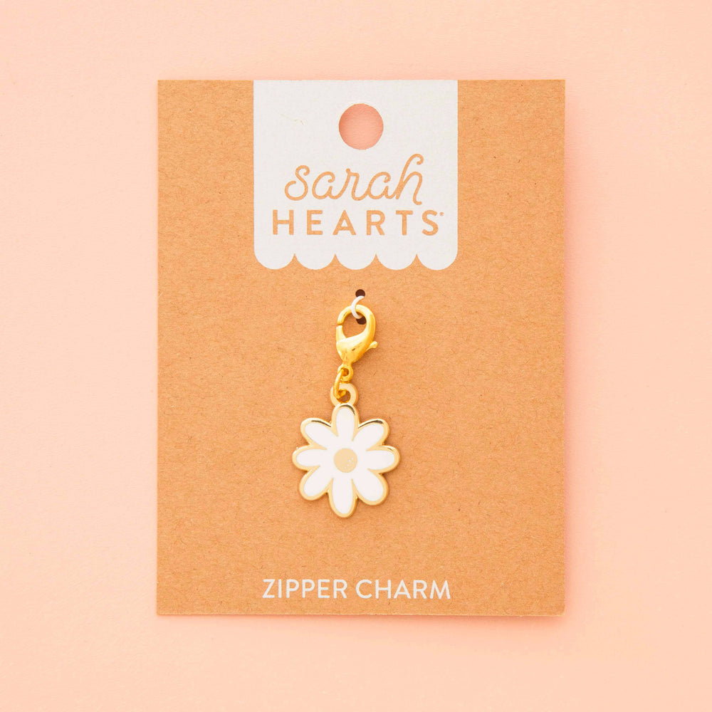 White Daisy Enamel Removable Zipper Charm
