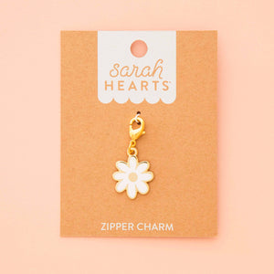 White Daisy Enamel Removable Zipper Charm