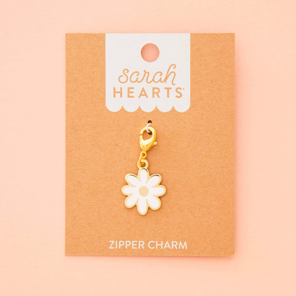 White Daisy Enamel Removable Zipper Charm