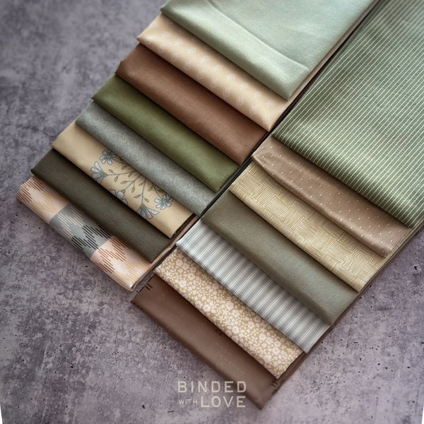 Moss & Linen Bundle | Curated 15 Fat Quarter Bundle