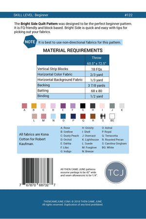 Bright Side Quilt Pattern - Printed