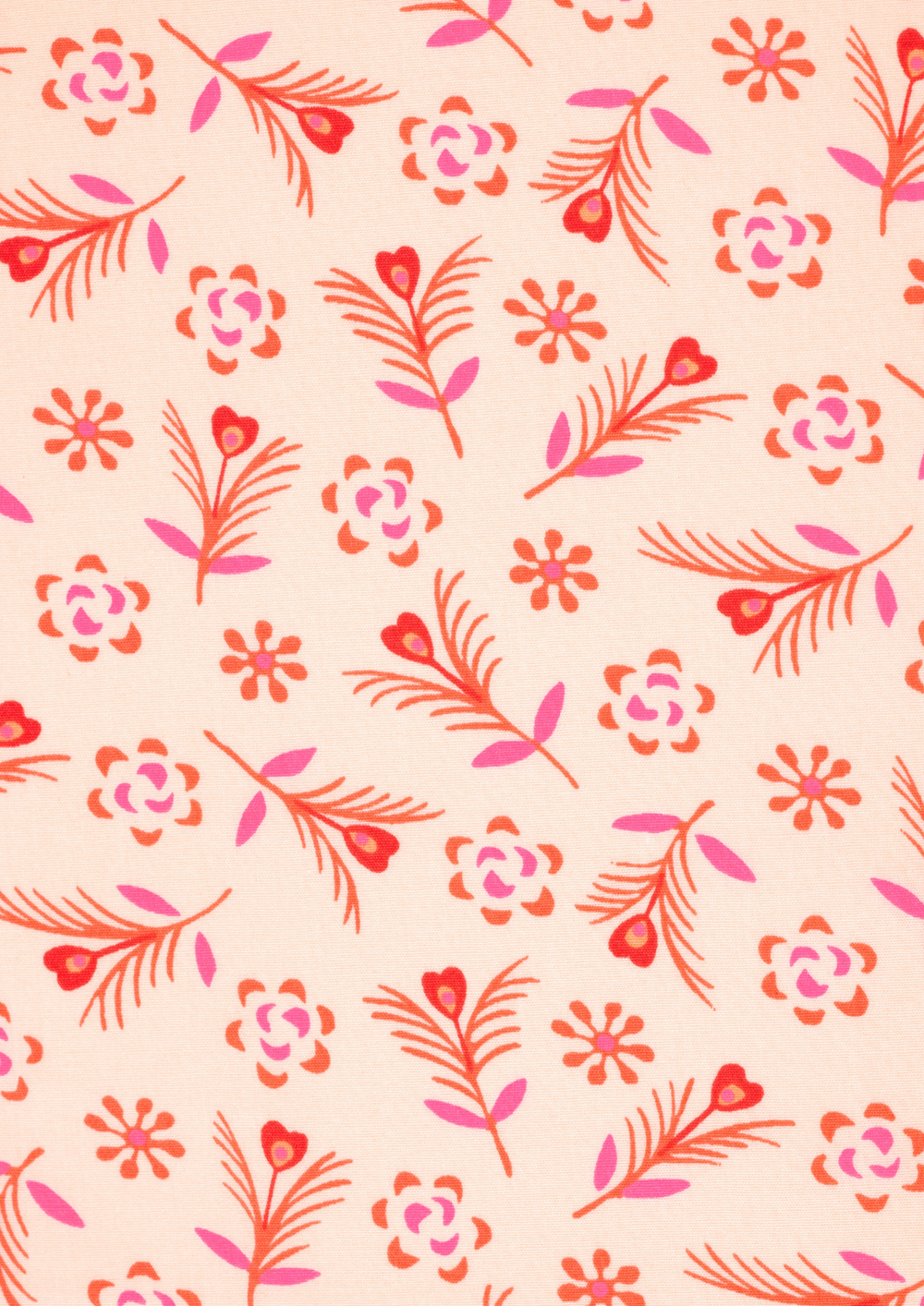 Gitane Ivory Cotton Fabric Coupon 243 | Neon Floral Print | Precut 50 x 70 cm