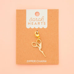 Gold Stork Embroidery Scissor Removable Zipper Charm