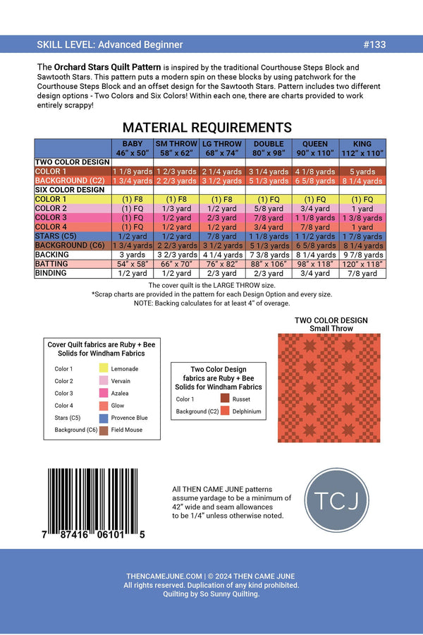 Orchard Stars Quilt Pattern - Printed