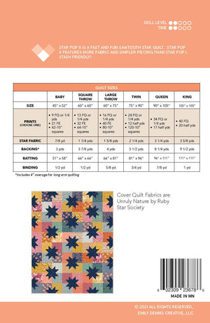 Star Pop II Quilt Pattern-Printed booklet