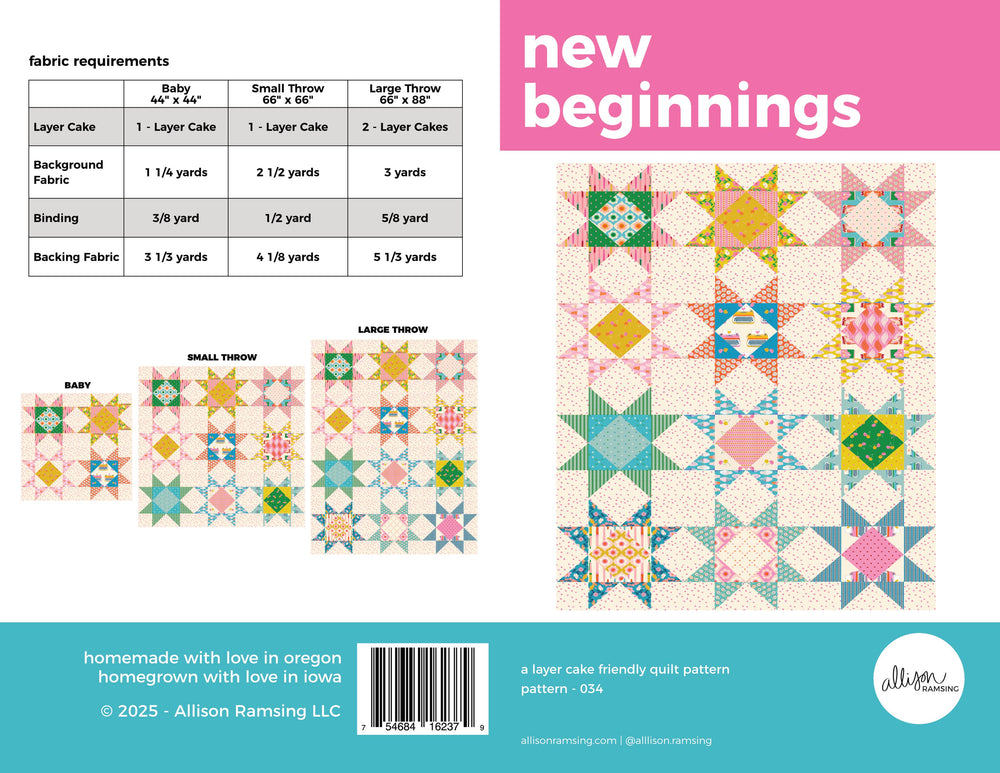 New Beginnings Quilt Pattern - Printed
