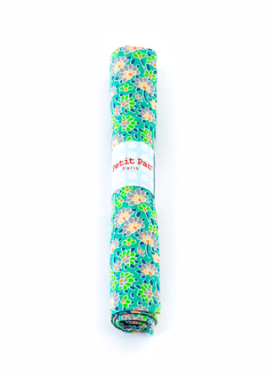 Set of 5 cotton poplin fabric pieces, Calendula green