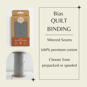 2.5" Bias Quilt Binding Black Dot Premade Cotton Binding | Prepacked 8 yards