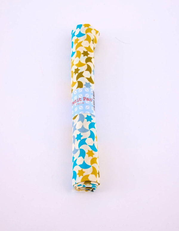 Blue Zellige cotton poplin fabric swatch