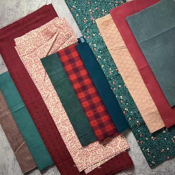 Curated Remnant Bundle | 11 Fabric End of Bolt Quilting Bundle | One of a Kind | REMNANT BUNDLE-146