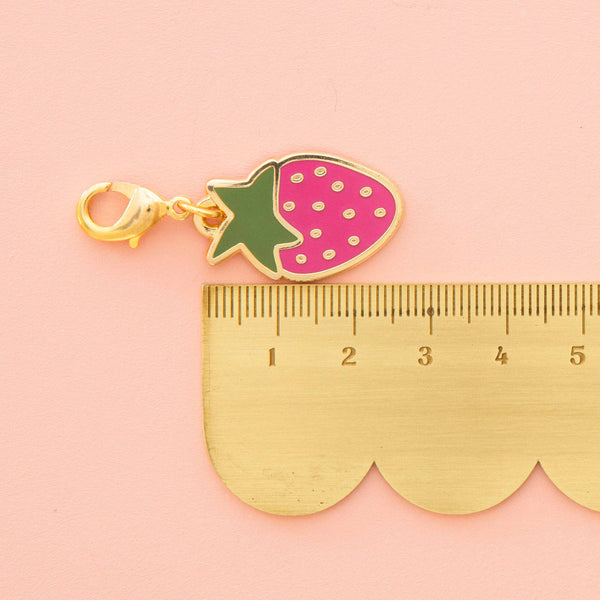 Strawberry Enamel Removable Zipper Charm