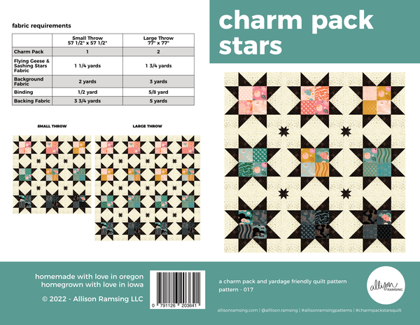 Charm Pack Stars Quilt Pattern - Printed