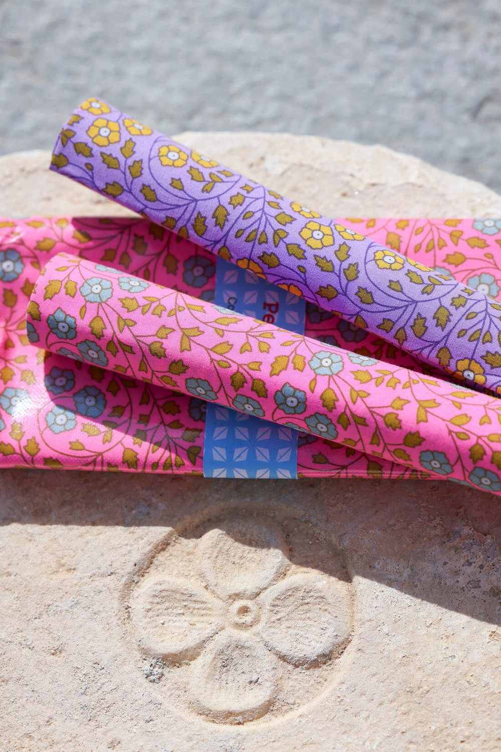 Aziza Lilac Cotton Fabric Coupon 525 | Petit Pan | Neon Floral Print | Precut Fabric 50 x 70 cm