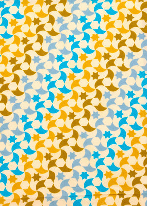 Blue Zellige cotton poplin fabric swatch