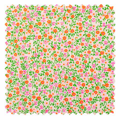 Flower Power Pink Cotton Fabric Coupon 502 | Neon Floral Print | Precut Fabric 50 X 70 cm