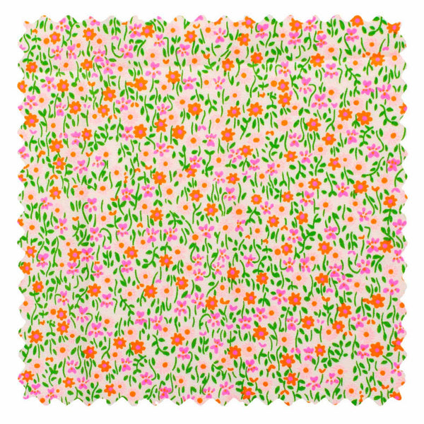 Cotton fabric coupon - Flower Power pink