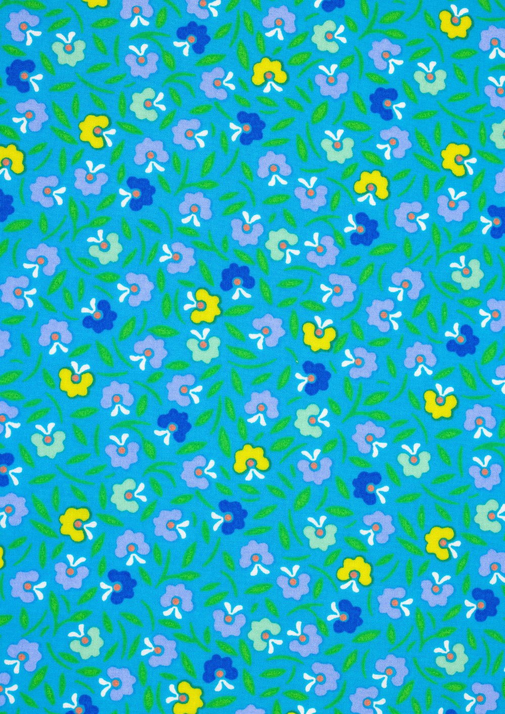 Petunia Bright Blue Cotton Coupon 943 | Neon Floral Print | Precut Fabric 50 x 70 cm