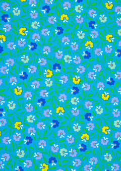 Petunia Bright Blue Cotton Coupon 943 | Neon Floral Print | Precut Fabric 50 x 70 cm