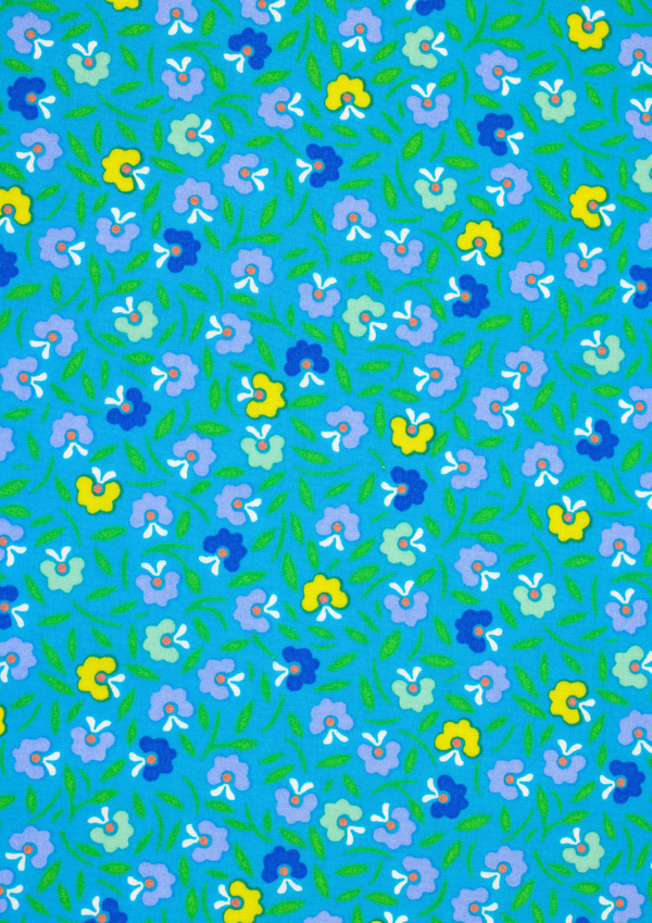 Bright blue Petunia cotton coupon