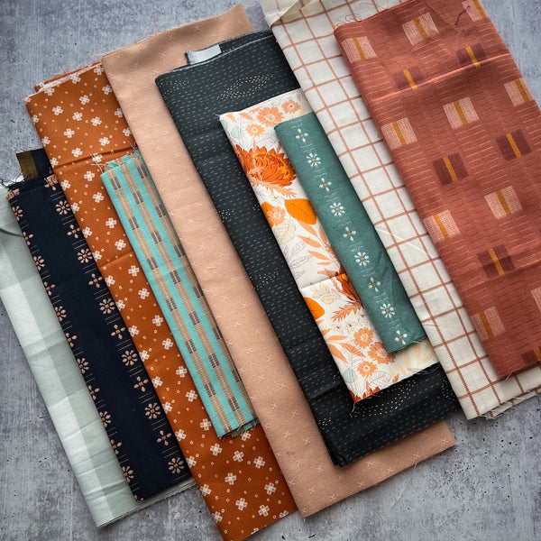 Curated Remnant Bundle | 10 Fabric End of Bolt Quilting Bundle | One of a Kind | REMNANT BUNDLE-214
