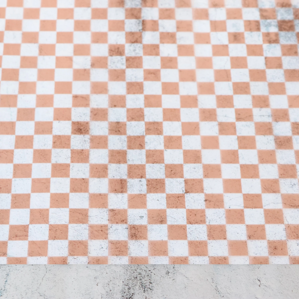 Apricot Checkerboard Vinyl Roll 18in x 53in | Sallie Tomato