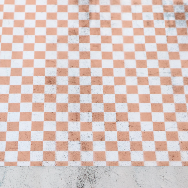 Apricot Checkerboard Vinyl Roll 18in x 53in | Sallie Tomato