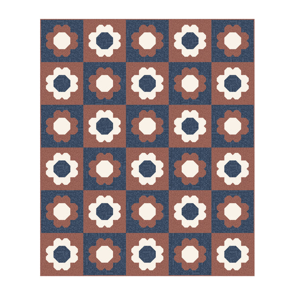 Wildflower Corner Rust 228496 | Sienna and Indigo by Hello Aunty Designs