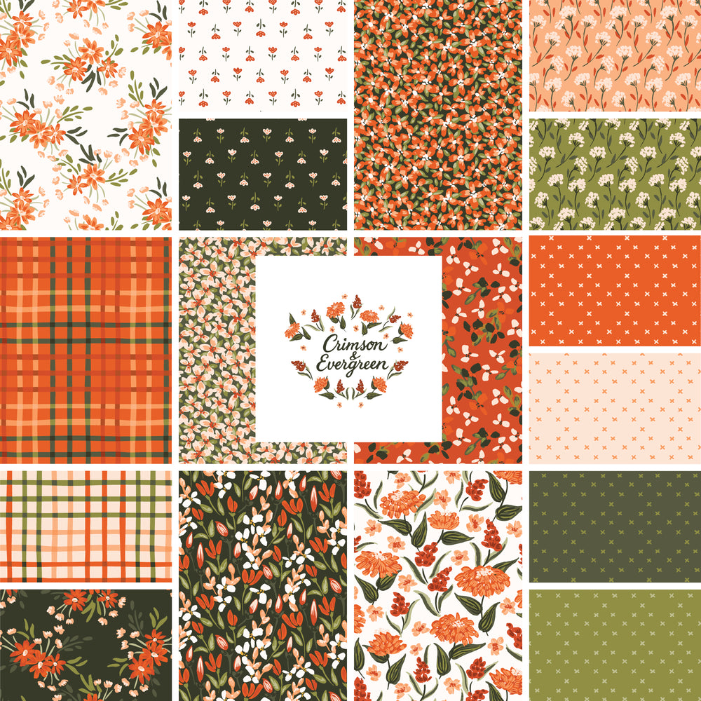 Crimson and Evergreen 5x5 inch Precut | 42 Pieces