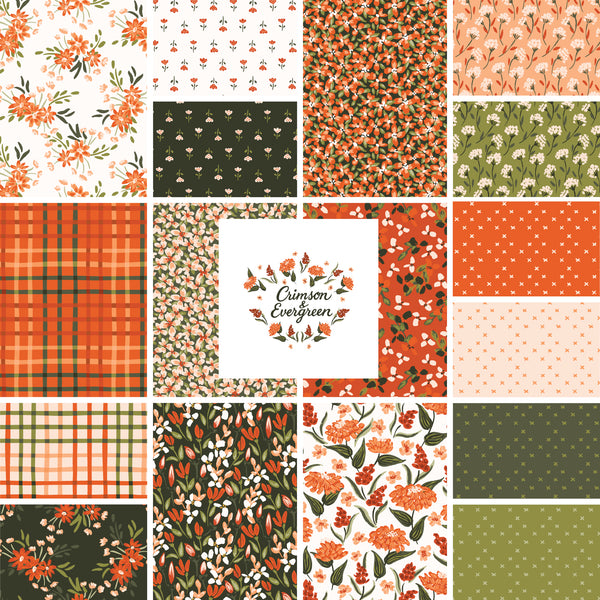 Crimson and Evergreen 5x5 inch Precut | 42 Pieces