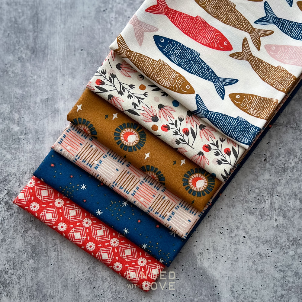 The Riverbank by Ash Cascade | Blue + Red Color way | 5 Print Bundle | BUNDLE-286