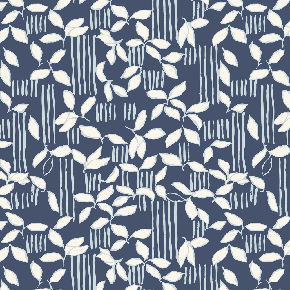 Foliage Stripe Blue 228494 | Sienna and Indigo by Hello Aunty Designs