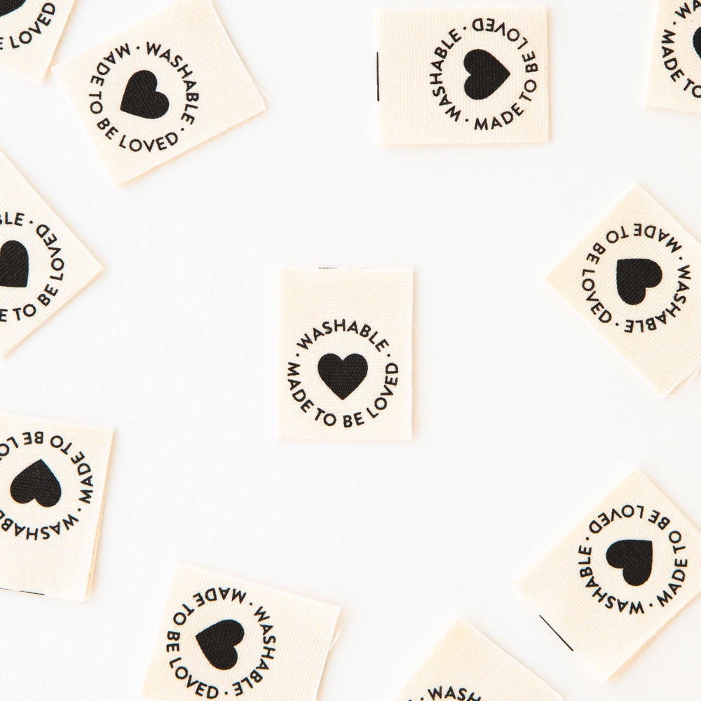 Washable Made to Be Loved | Sarah Hearts | Organic Cotton Sew In Labels