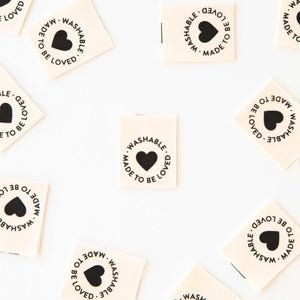 Washable Made to Be Loved | Sarah Hearts | Organic Cotton Sew In Labels