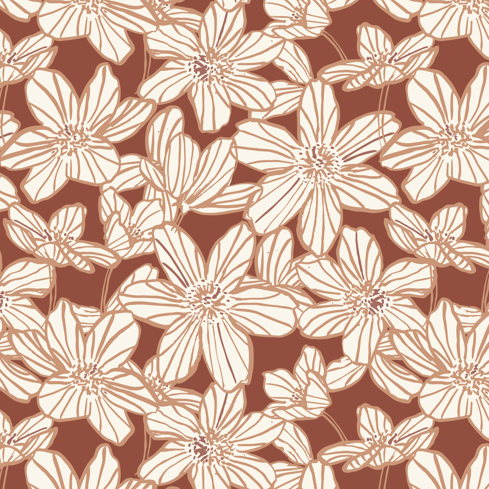 Stripe Blooms Rust 228484 | Sienna and Indigo by Hello Aunty Designs
