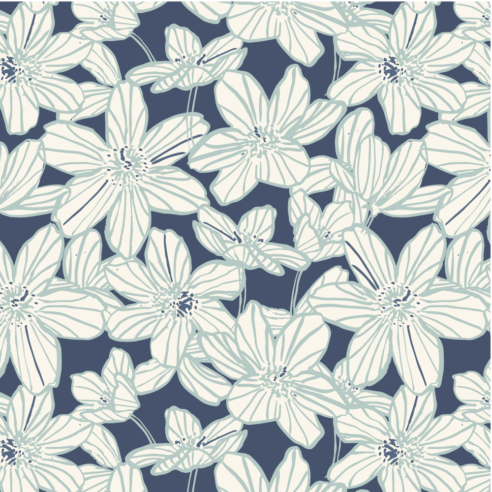 Stripe Blooms Blue 228485 | Sienna and Indigo by Hello Aunty Designs