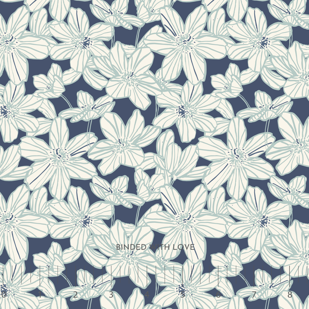 Stripe Blooms Blue 228485 | Sienna and Indigo by Hello Aunty Designs