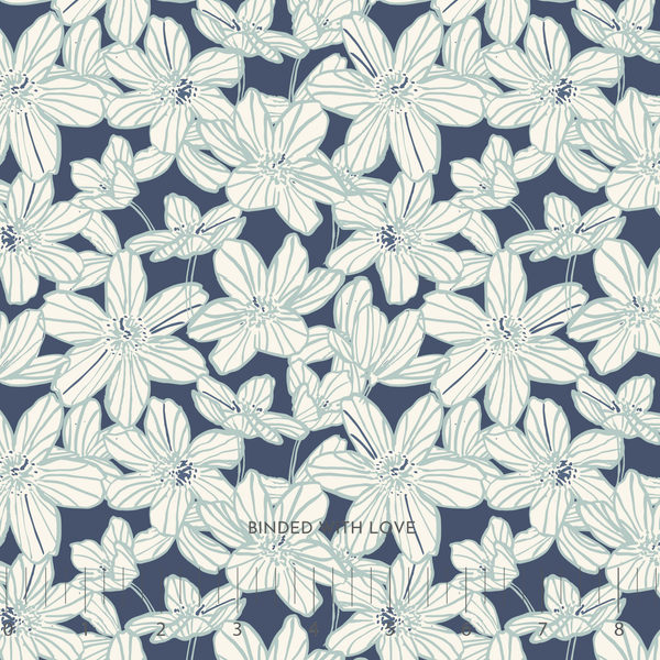 Stripe Blooms Blue 228485 | Sienna and Indigo by Hello Aunty Designs
