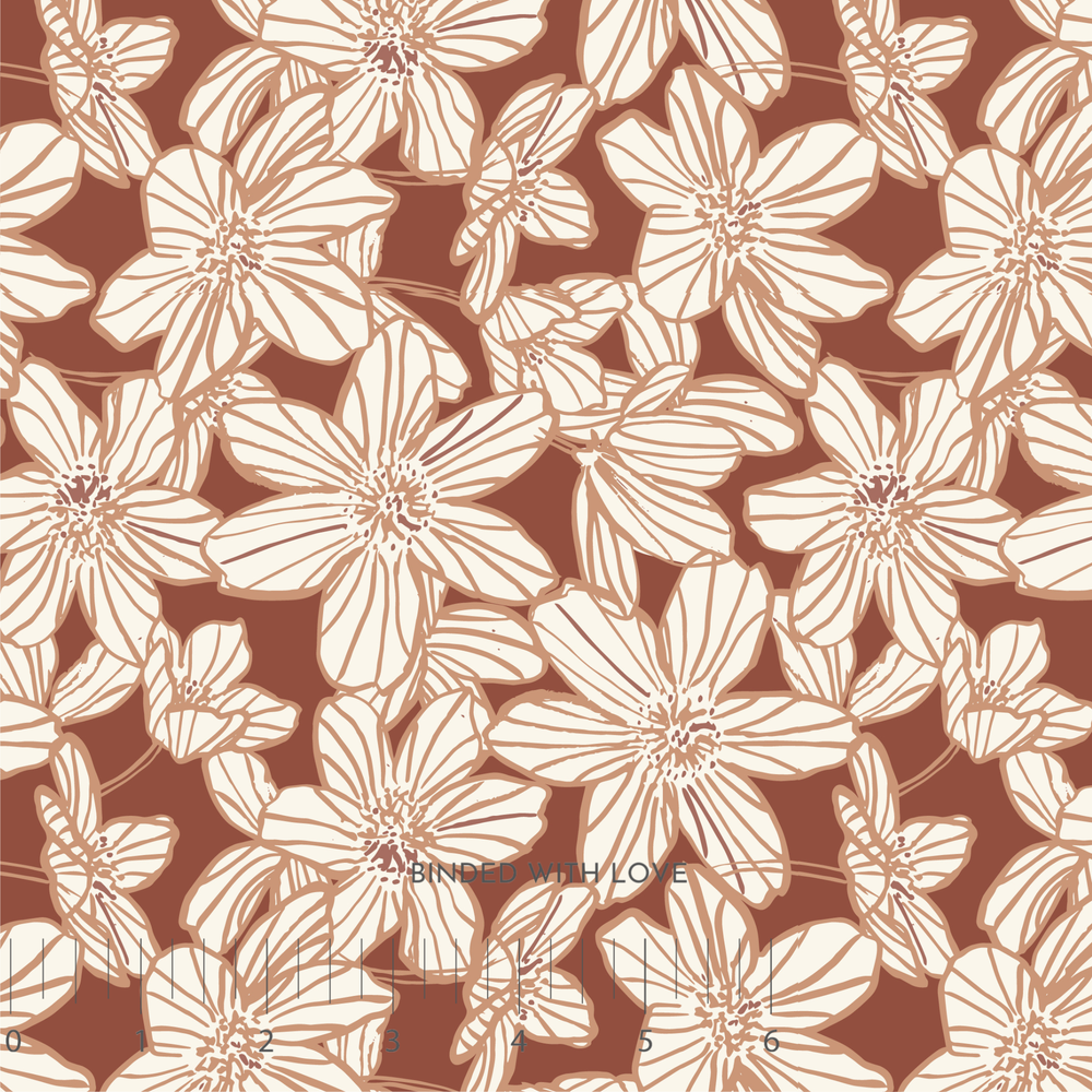 Stripe Blooms Rust 228484 | Sienna and Indigo by Hello Aunty Designs