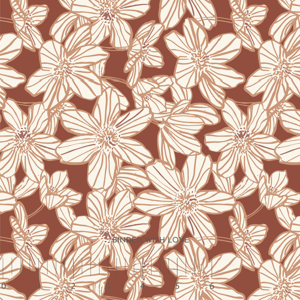 Stripe Blooms Rust 228484 | Sienna and Indigo by Hello Aunty Designs