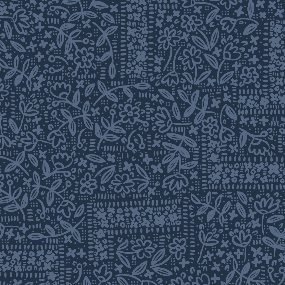 Wildflower Corner Blue 228495 | Sienna and Indigo by Hello Aunty Designs