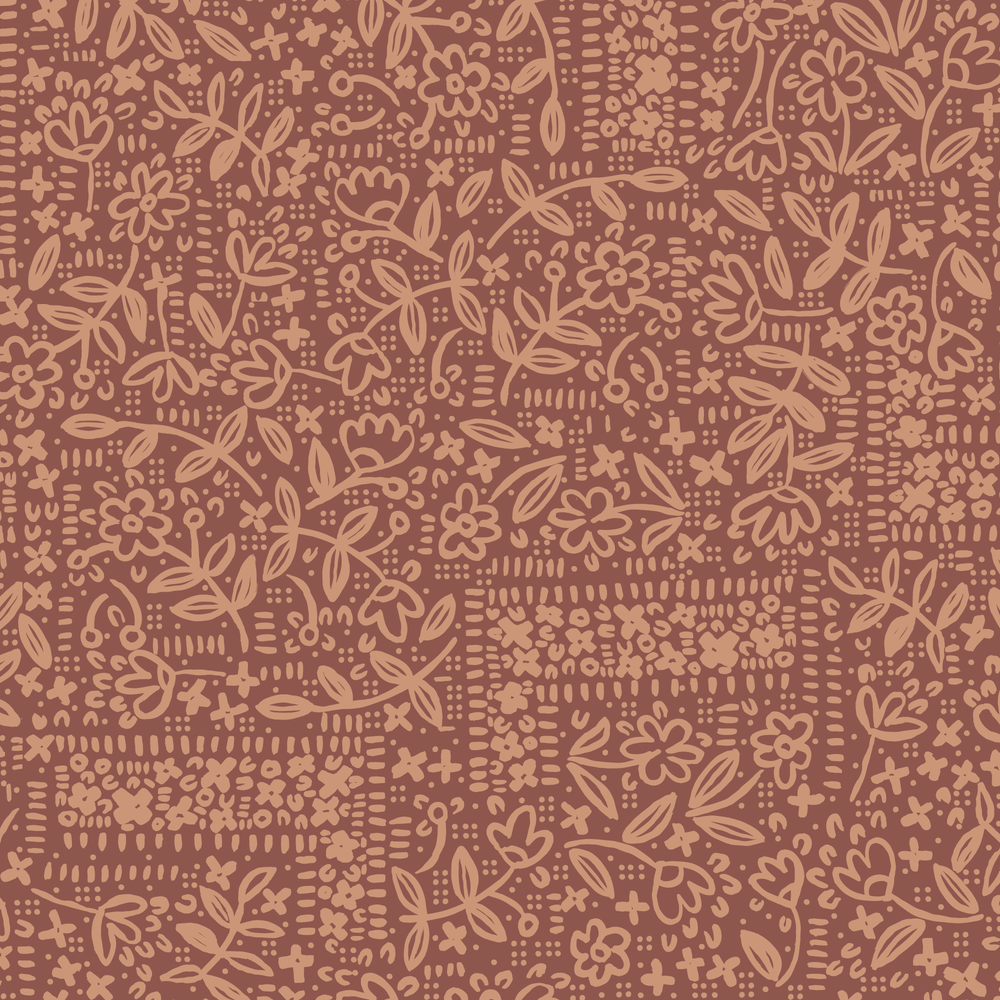 Wildflower Corner Rust 228496 | Sienna and Indigo by Hello Aunty Designs