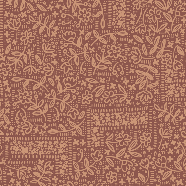 Wildflower Corner Rust 228496 | Sienna and Indigo by Hello Aunty Designs