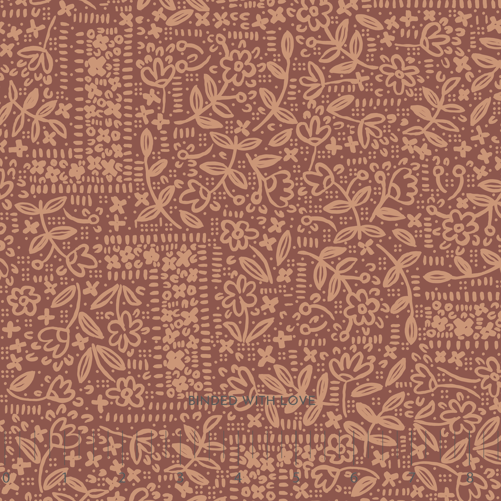 Wildflower Corner Rust 228496 | Sienna and Indigo by Hello Aunty Designs