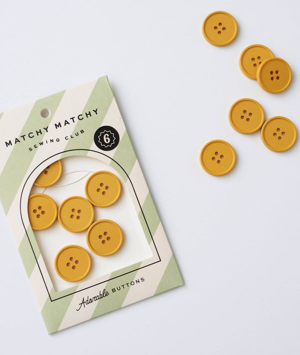 Mustard Retro Buttons | Set of 6